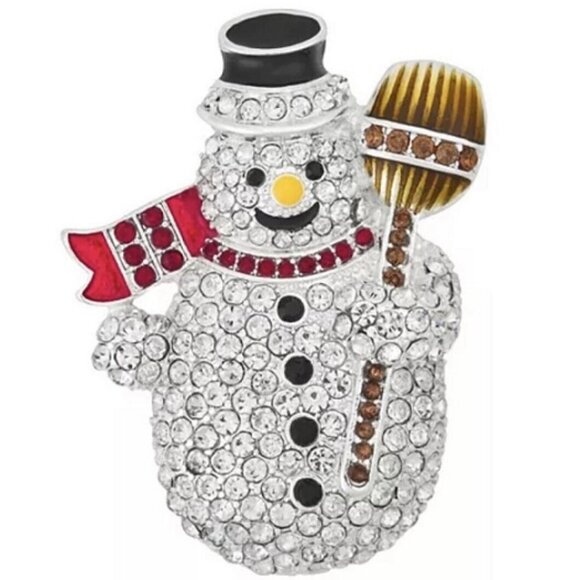 Napier Jewelry - NAPIER Holiday Christmas Jolly Snowman Multicolor Enamel/Crystal Brooch Pin
